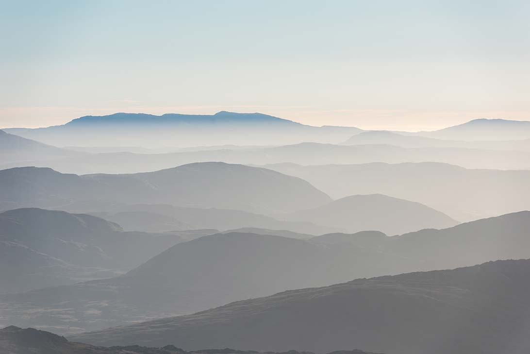 Misty mountain range