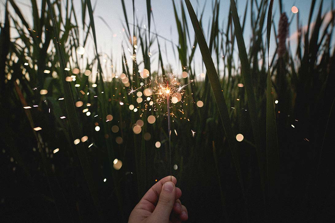 Sparkler in the grass